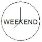 Circle with the word 'WEEKEND' inside