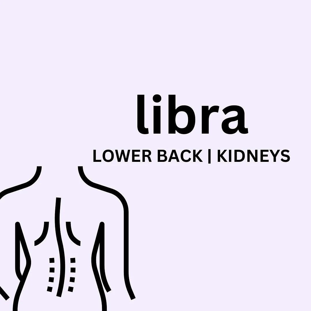 Hello Libra season! ⚖️ 

Did you know each zodiac sign rules various parts of the body? Libra rules the lower back, kidneys and skin.

Libra is our peacemaker ☮️ Wanting nothing more than justice and harmony for all. Here are some ways to access that