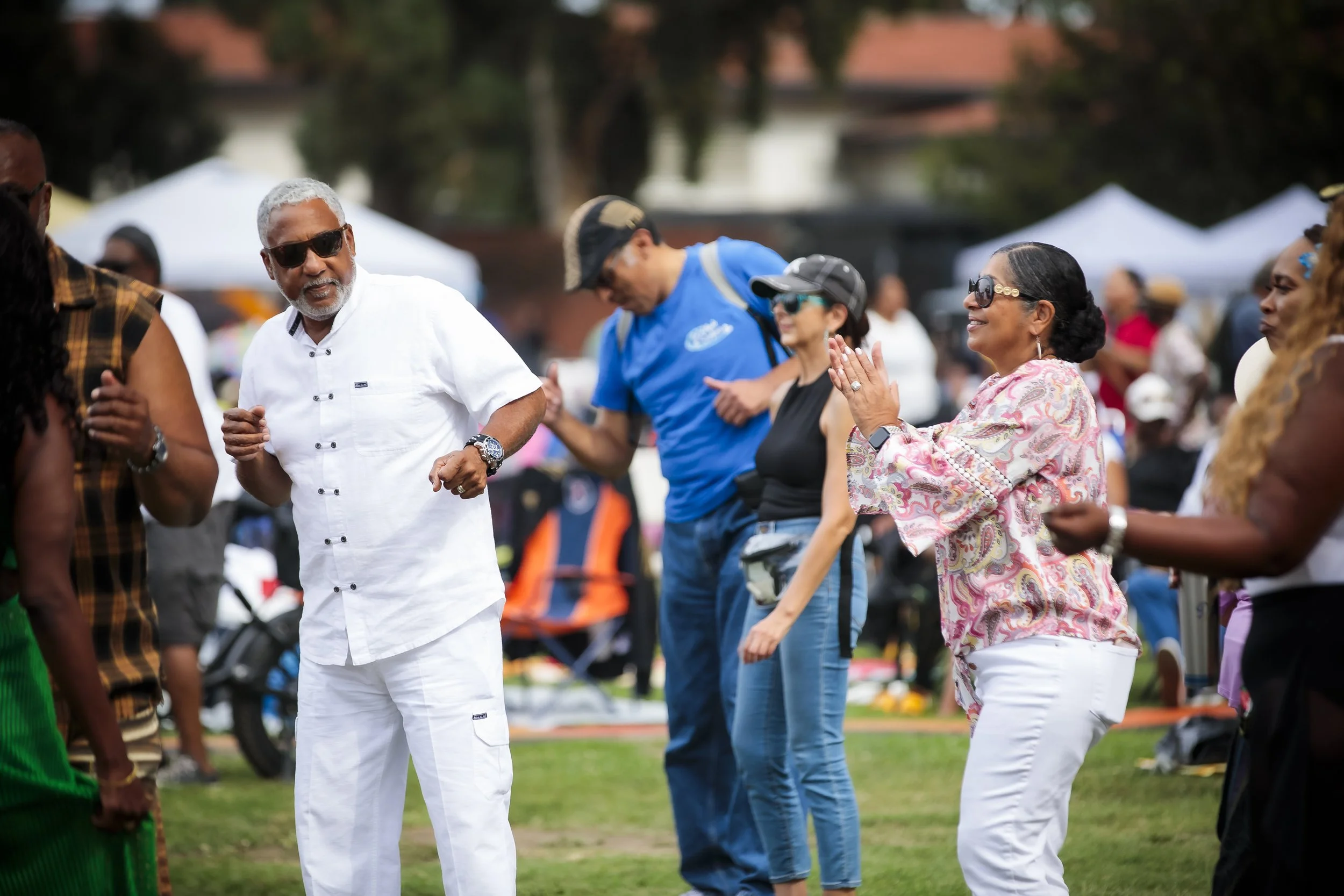 Guests dancing at the Uptown Jazz Festival in Long Beach.