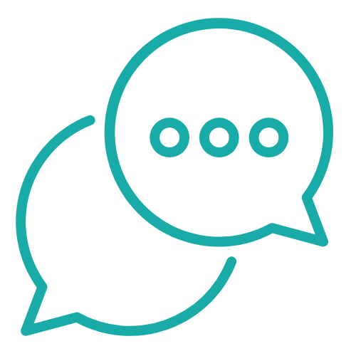 Two overlapping chat bubbles, one with three dots inside.