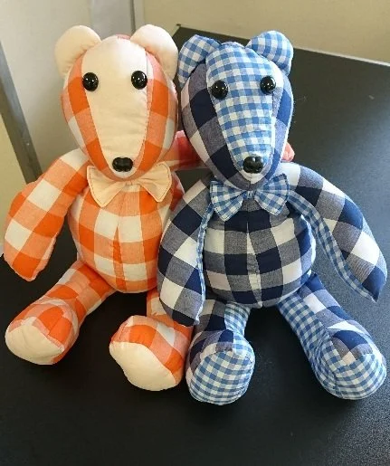 Handmade Soft Toy Puppies and Teddy Bears - Bespoke Heirloom Keepsake - Gingham & Starry Patterns