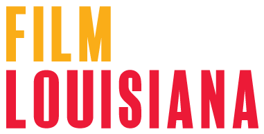 Text reading 'FILM LOUISIANA' in yellow and red on a black background.