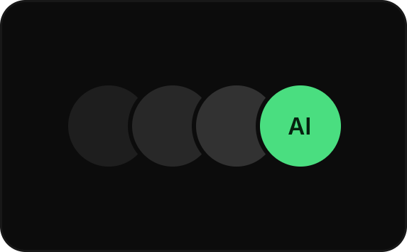 Four gray circles with the last one labeled 'AI' in green on a black background.
