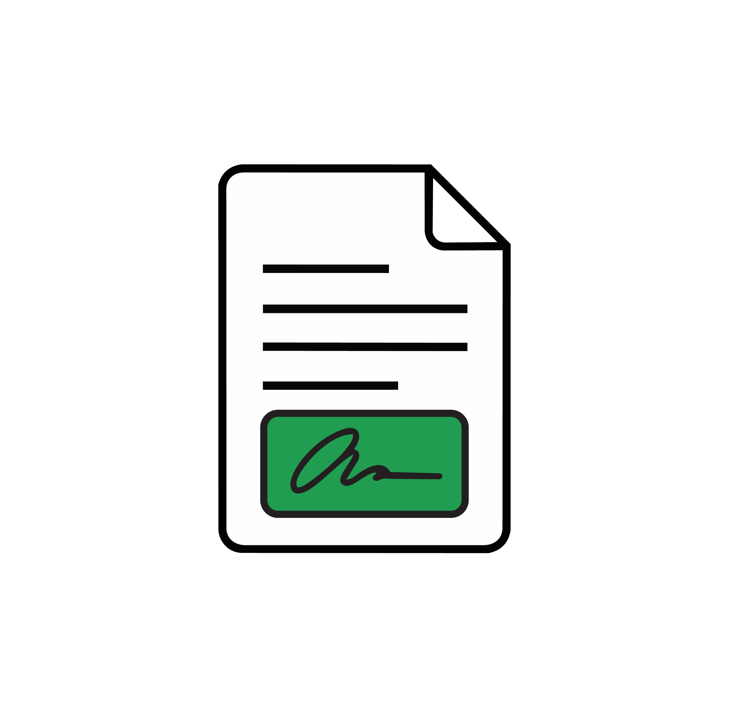 A stylized black and white illustration of a lien document with a signature