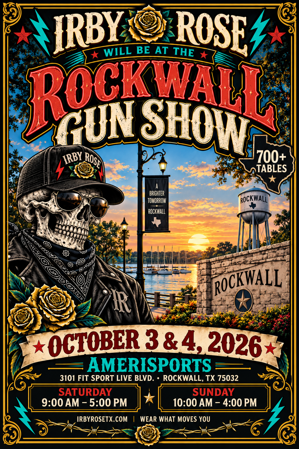 Irby Rose will be at the Rockwall Gun Show on October 3rd from 9am to 5pm and October 4th from 10am to 4pm. Address is Amerisports, 3101 fit sport live blvd, rockwall tx 75032