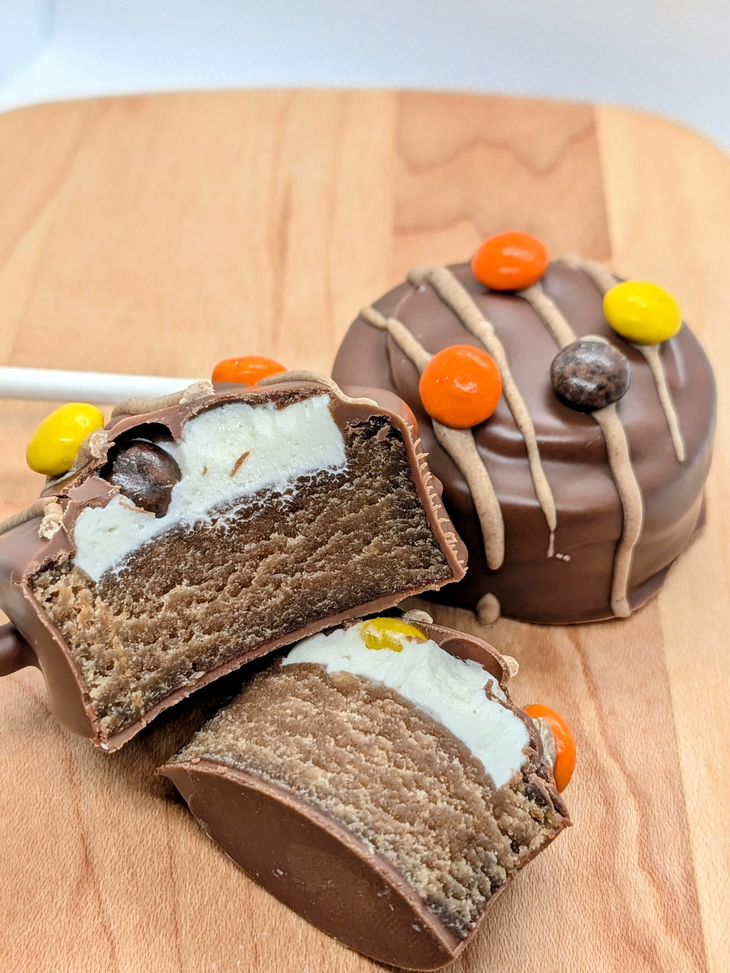 Chocolate peanut butter stuffed cake pop