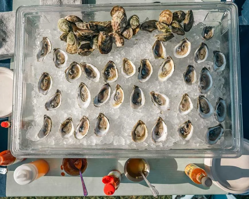 Local oysters offered to guests at an Ocean Fest event in Surf City North Carolna