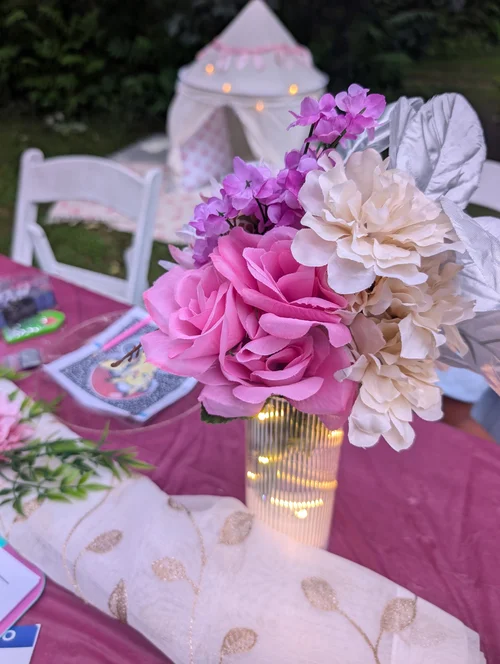 Floral event centerpiece at a Tender Hearts Concierge event