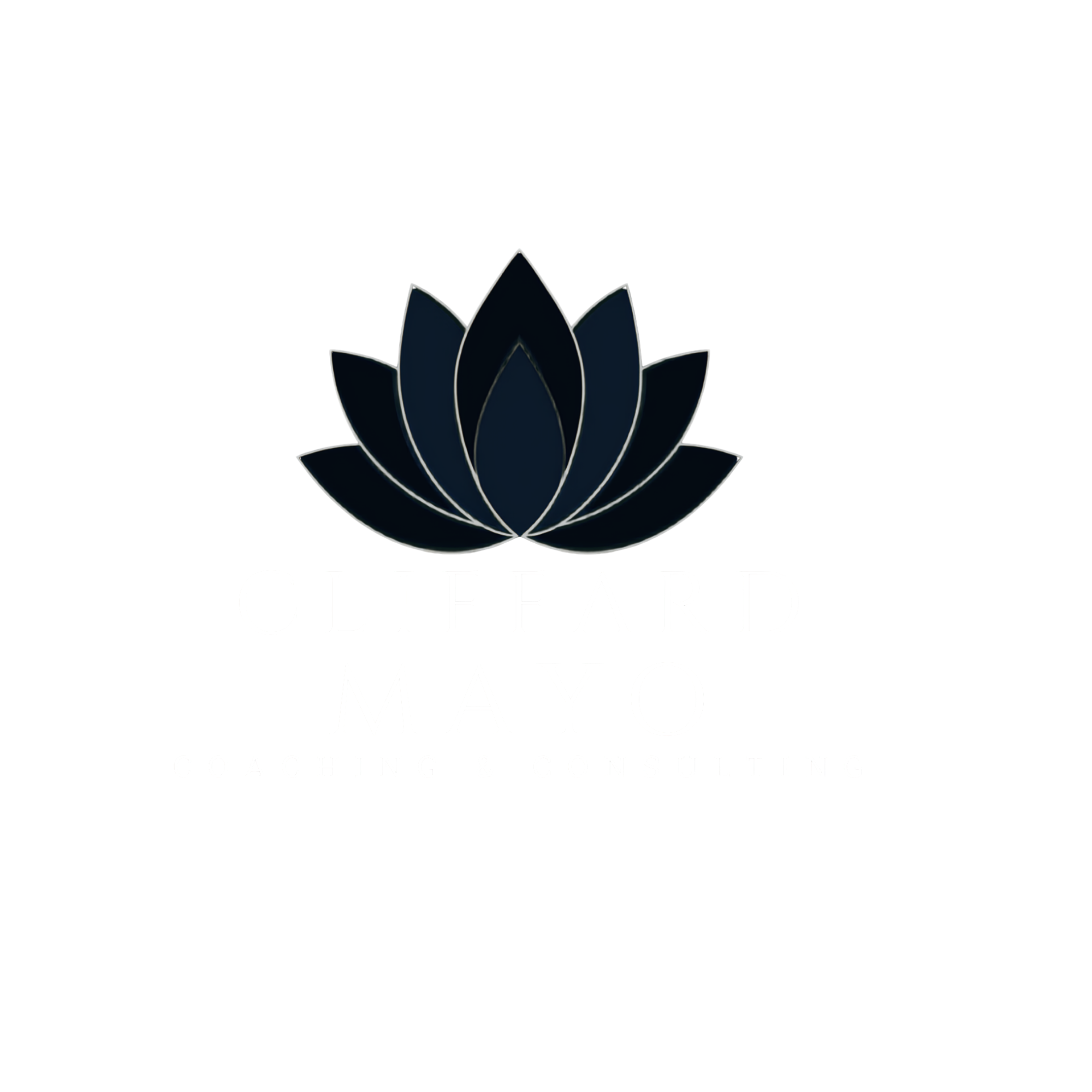 A black background with a stylized lotus flower logo in dark blue and white, with white text reading 'ELEVATE CHIANG MAI' and smaller white text underneath. The design includes a horizontal line and a star symbol.
