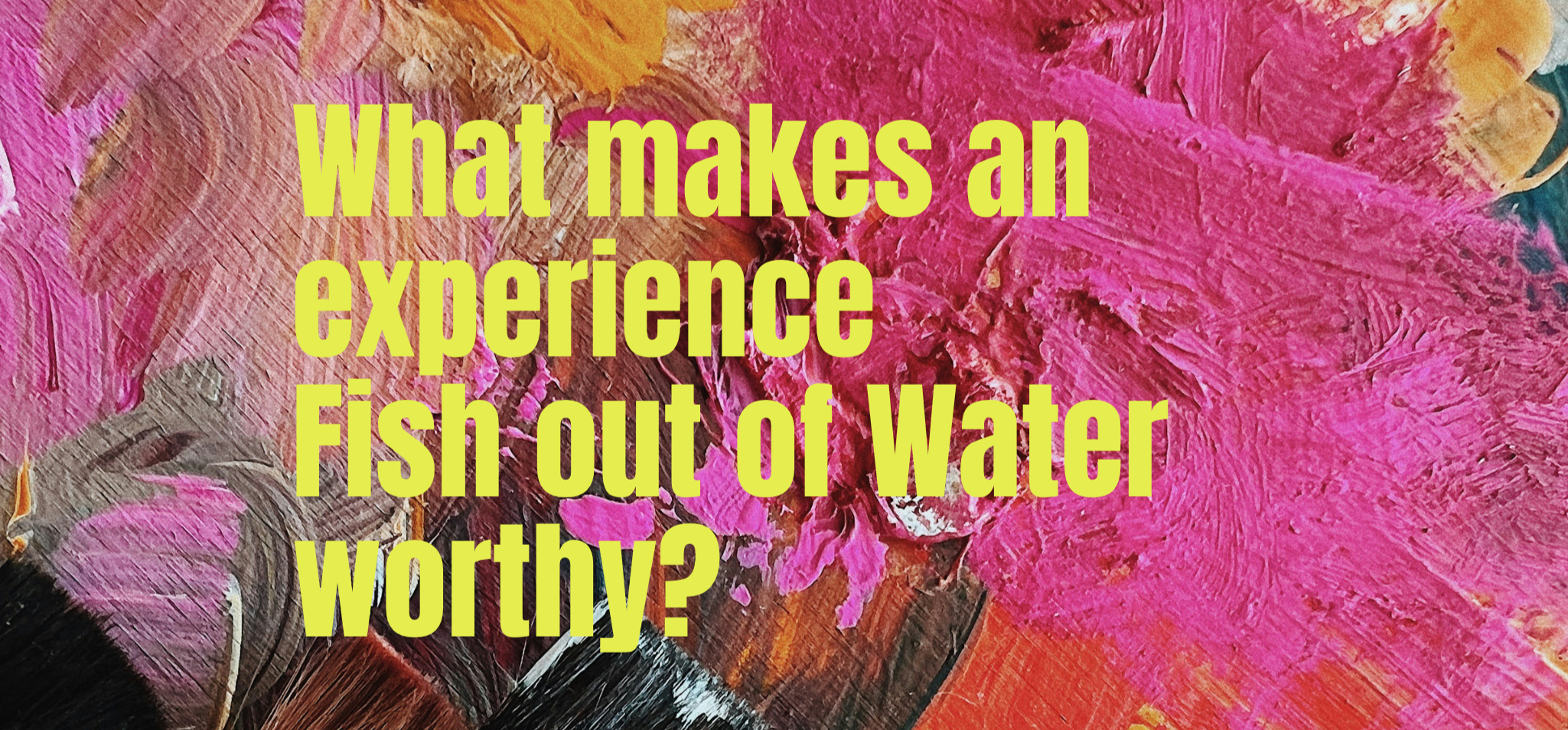 What makes an experience Fish out of Water worthy?