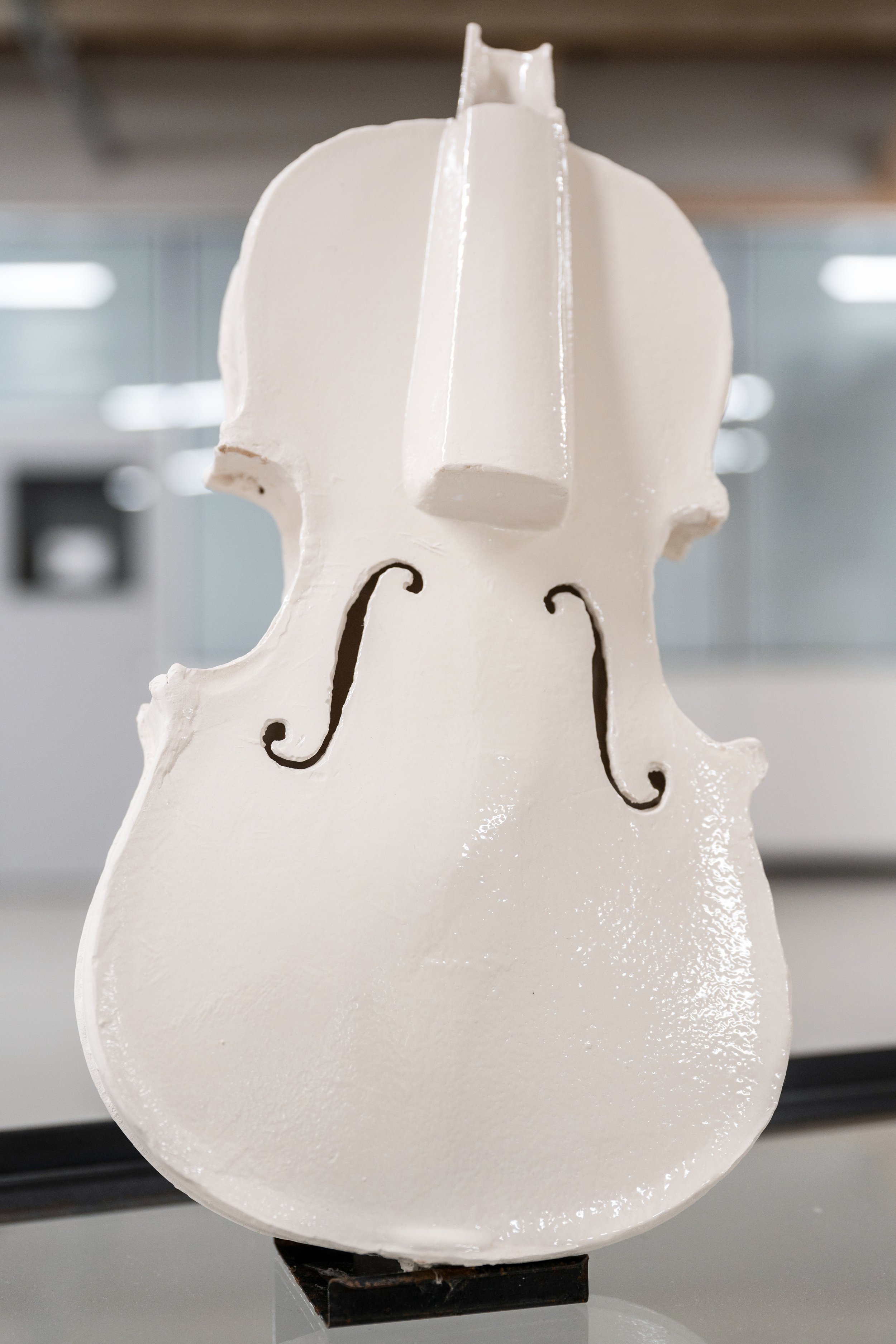 White cast porcelain violin.