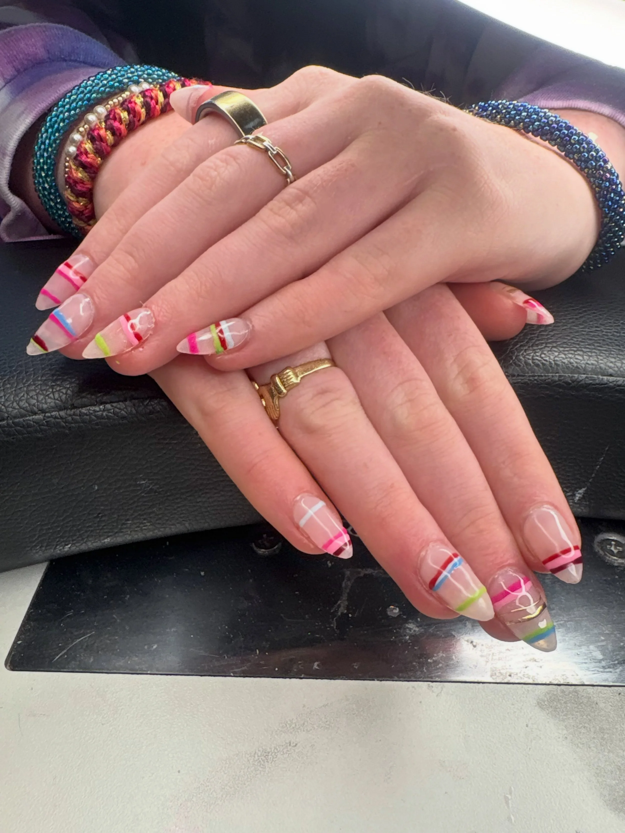 Colorful striped nails!