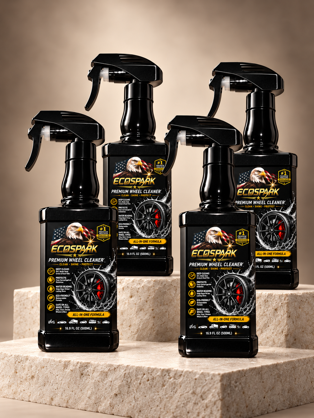 EcoSpark PREMIUM WHEEL CLEANER 68oz (4 x 500ml)