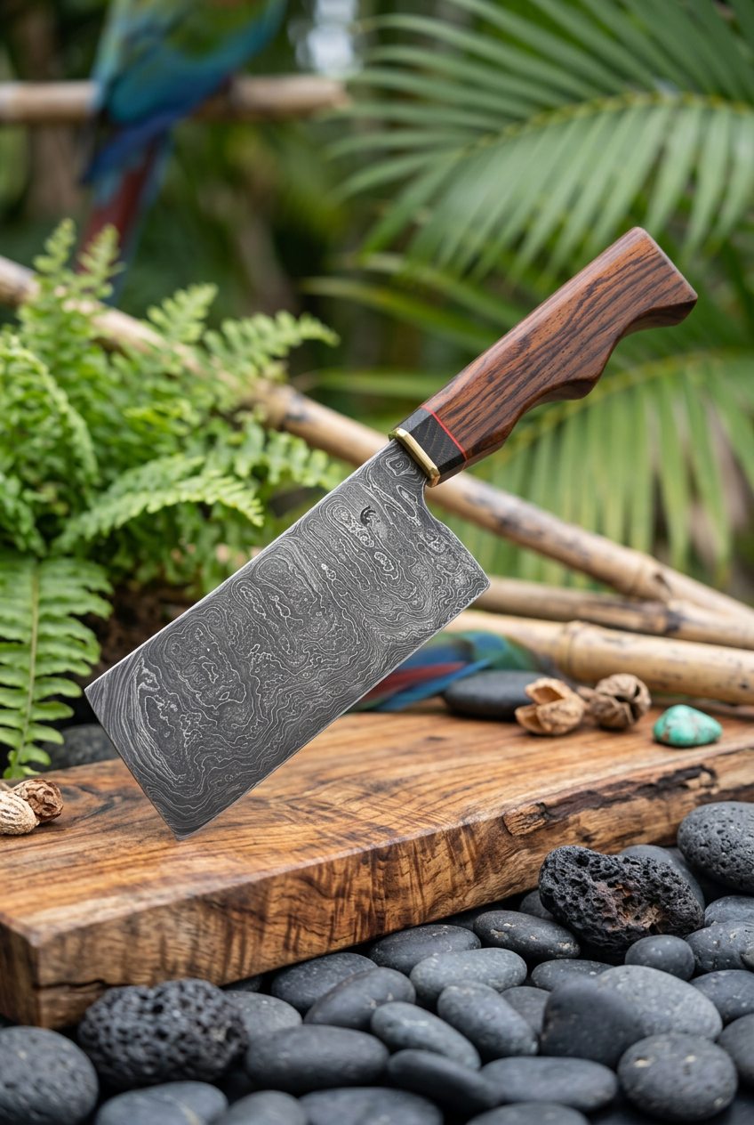 Damascus meat cleaver