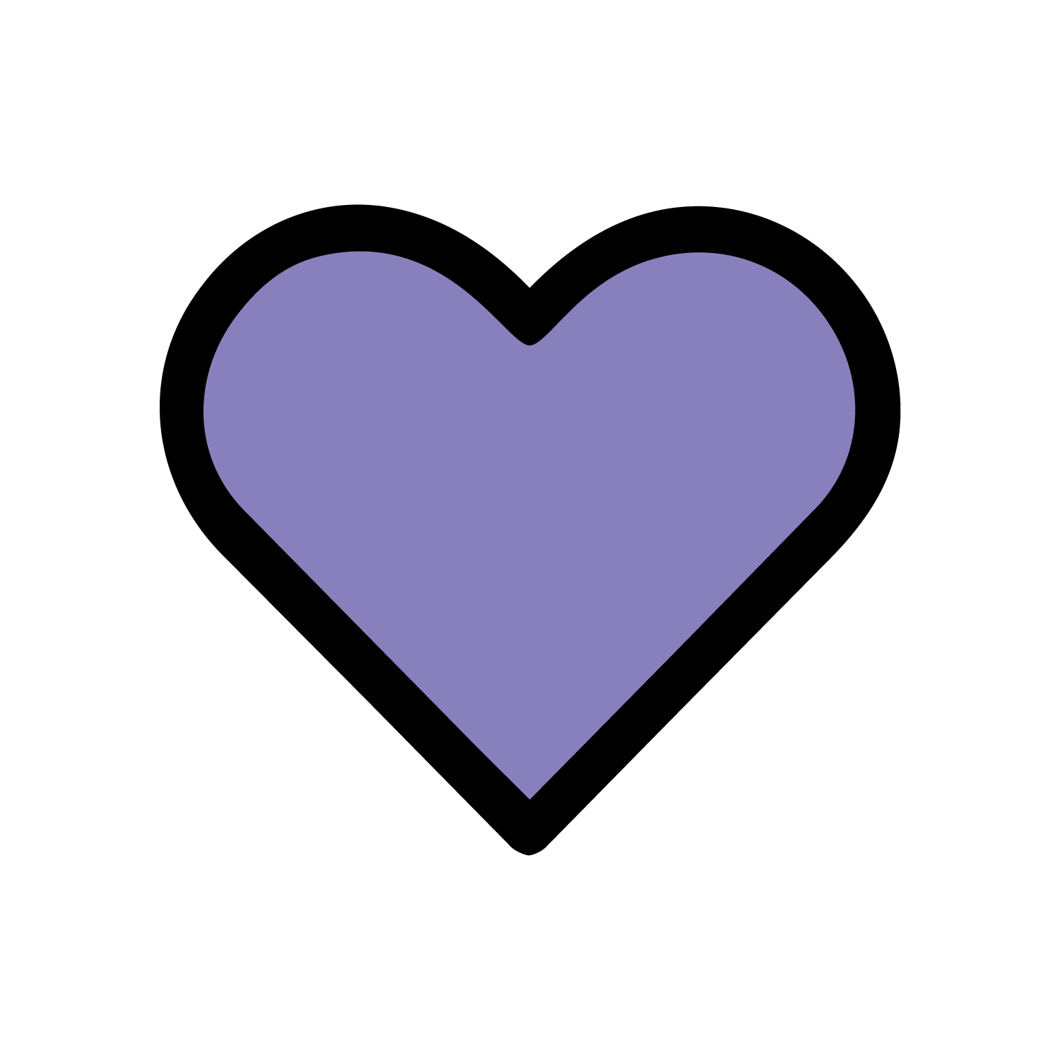 A light purple heart with a black background.