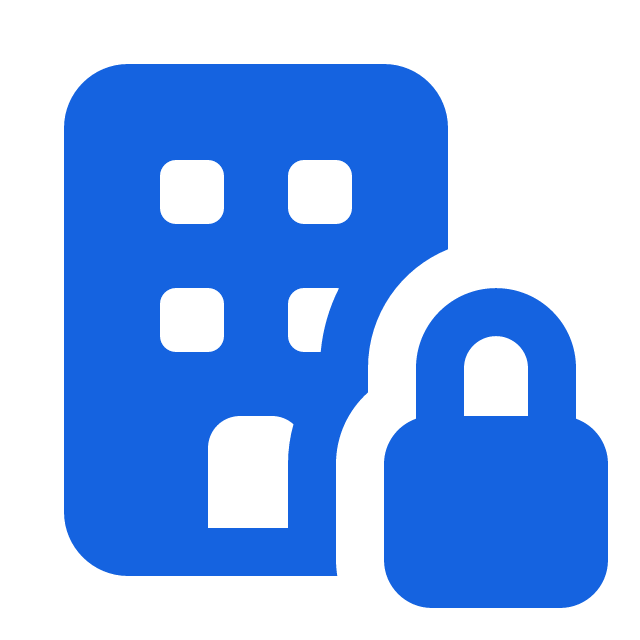 Icon of a blue padlock and a blue password keypad.
