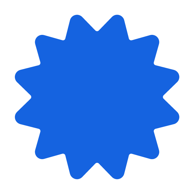 Blue 3D starburst shape with 12 points