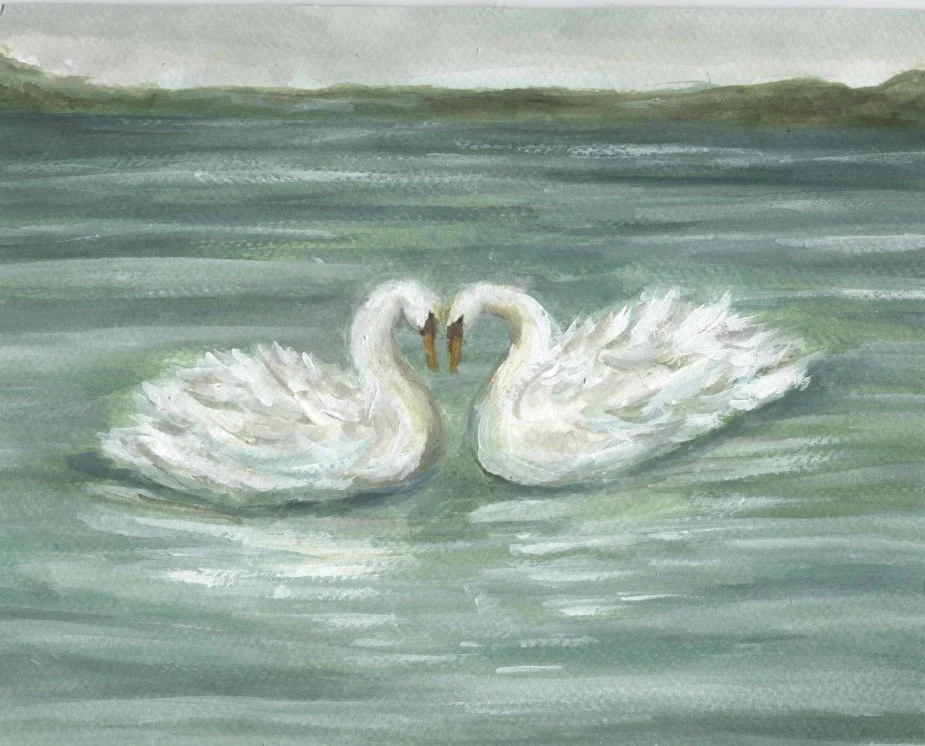 Eternal Swan watercolor print 5x7