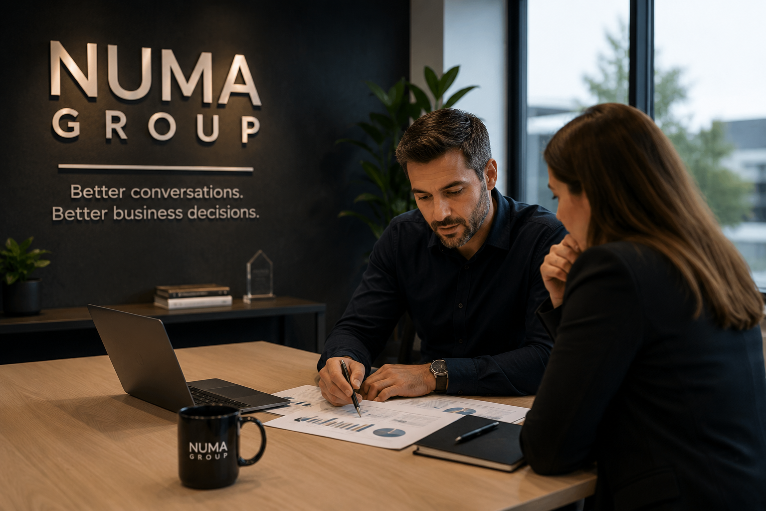 Modern office meeting space representing collaboration, business insight and professional consulting.