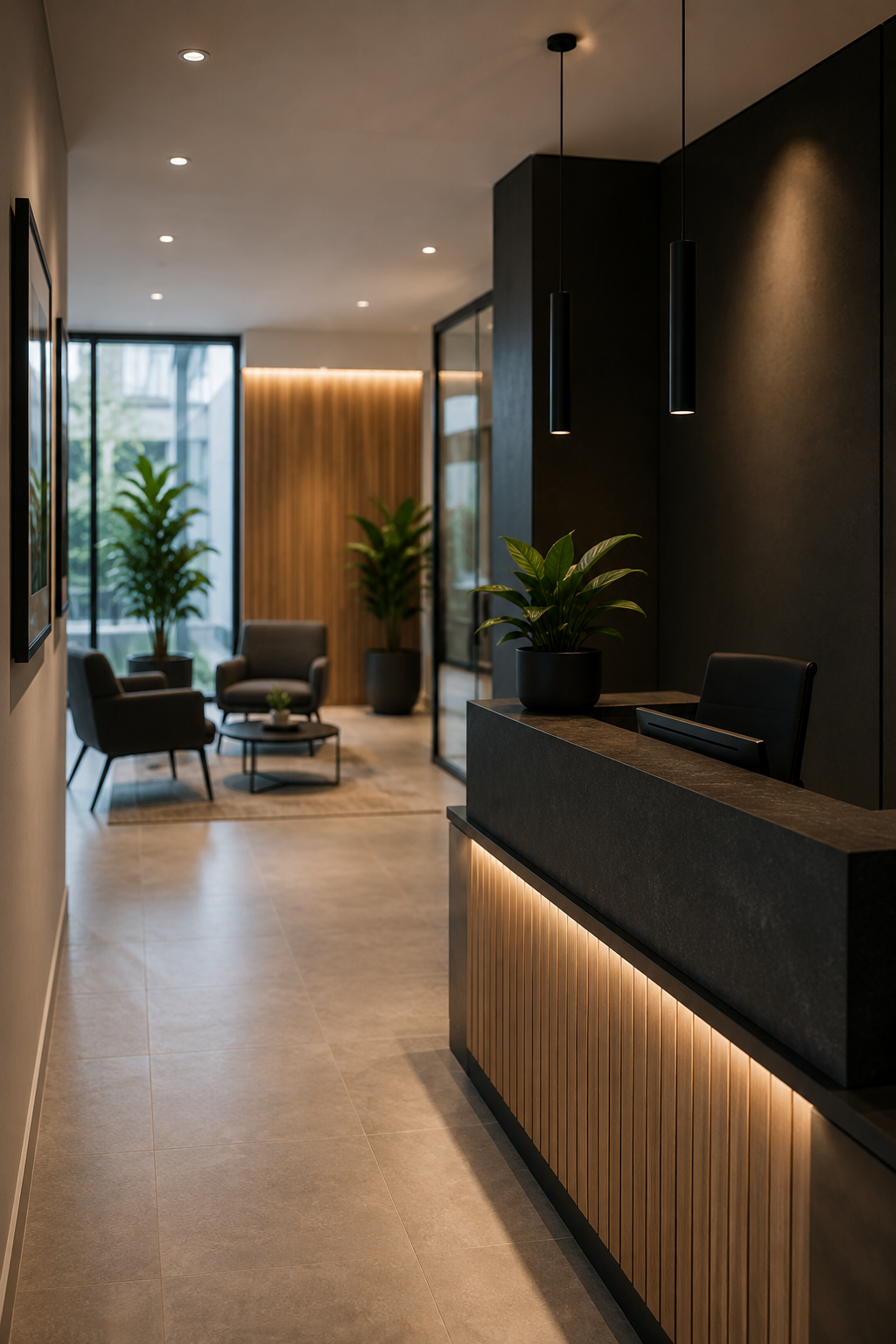 Modern corporate office reception representing Numa Group's professional business services.