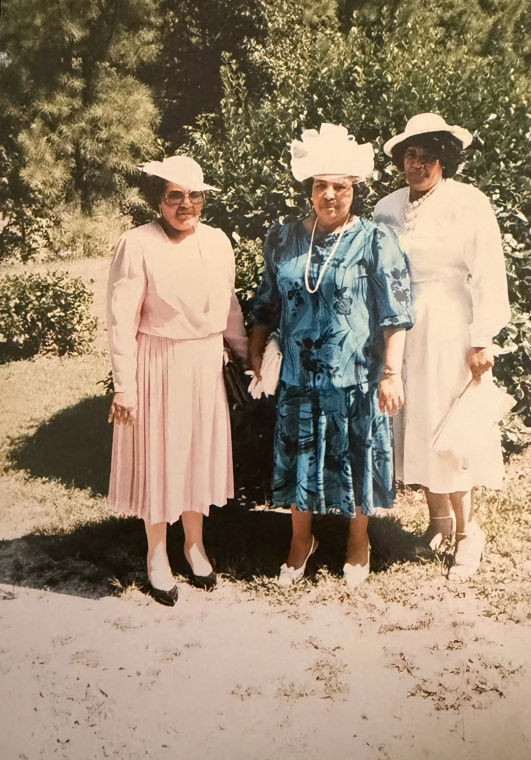 Sisters, Lennie "OD," Erdie and Beaulah going to church in NC