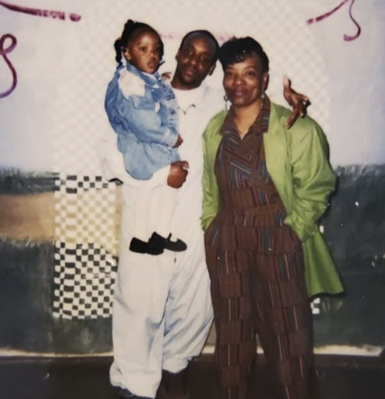 Shontice "Shy," Leonard "Mousey," and Phyllis (mother), 1996