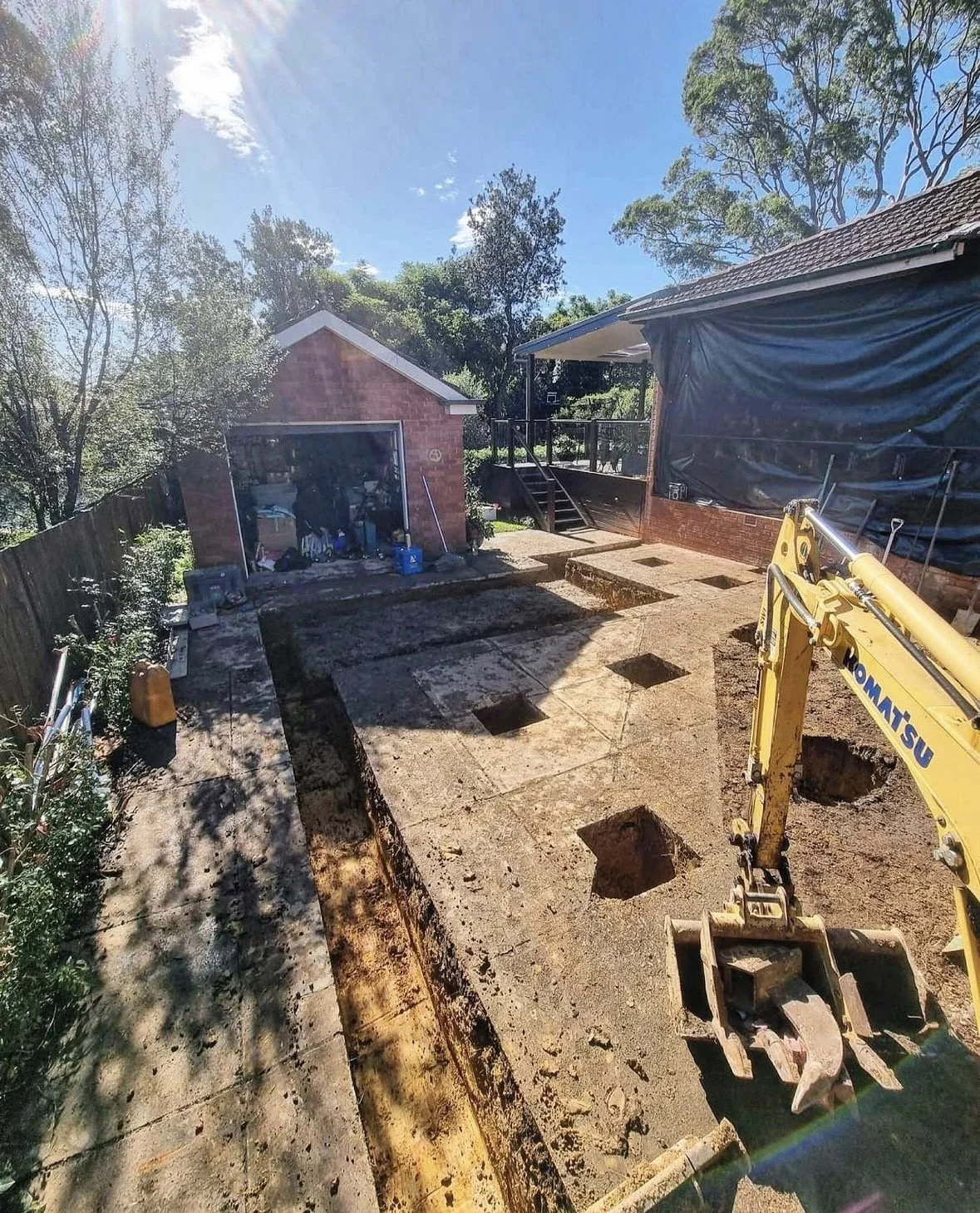 Excavation in Pymble for new house footings and foundations on a residential building site.