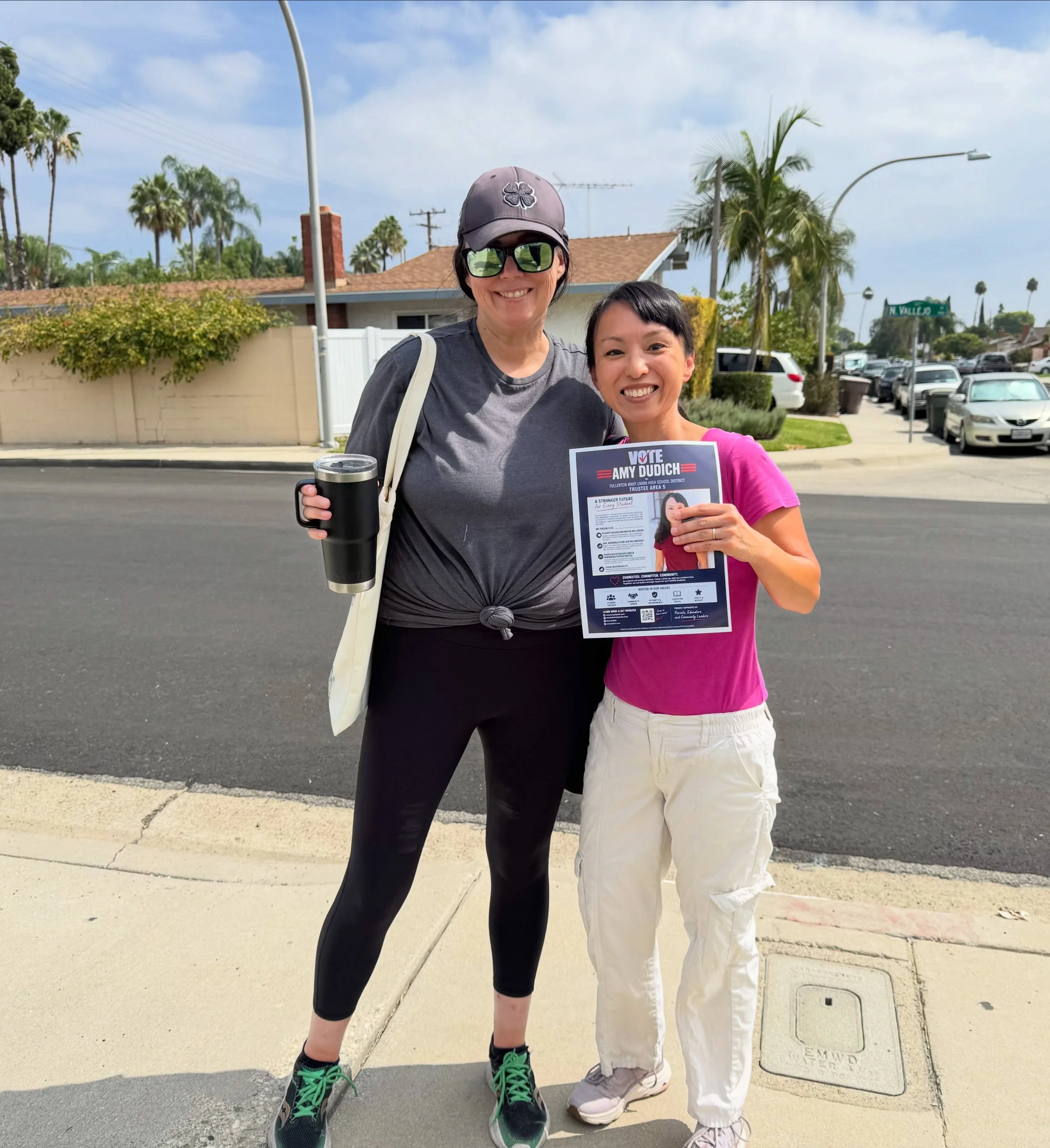 Canvassing in La Habra this morning with my friend Molly! 💕 One door at a time! 🗳️ I&rsquo;m so grateful for Molly and her support.
