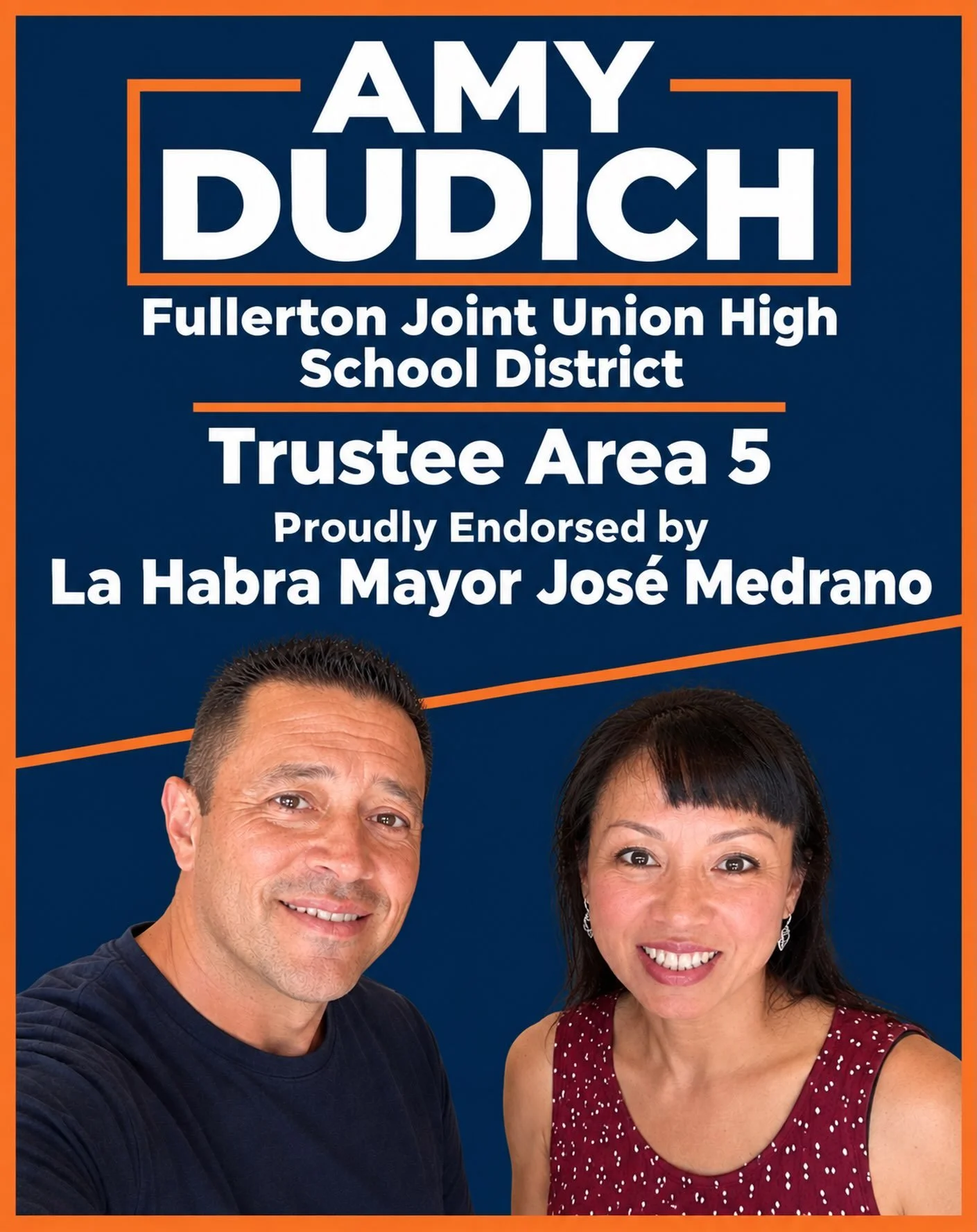I&rsquo;m truly honored and grateful to have the endorsement of La Habra Mayor Jose Medrano!

Thank you, Mayor Medrano, for your support of my vision to bring a fresh perspective and new leadership to the FJUHSD Area 5!