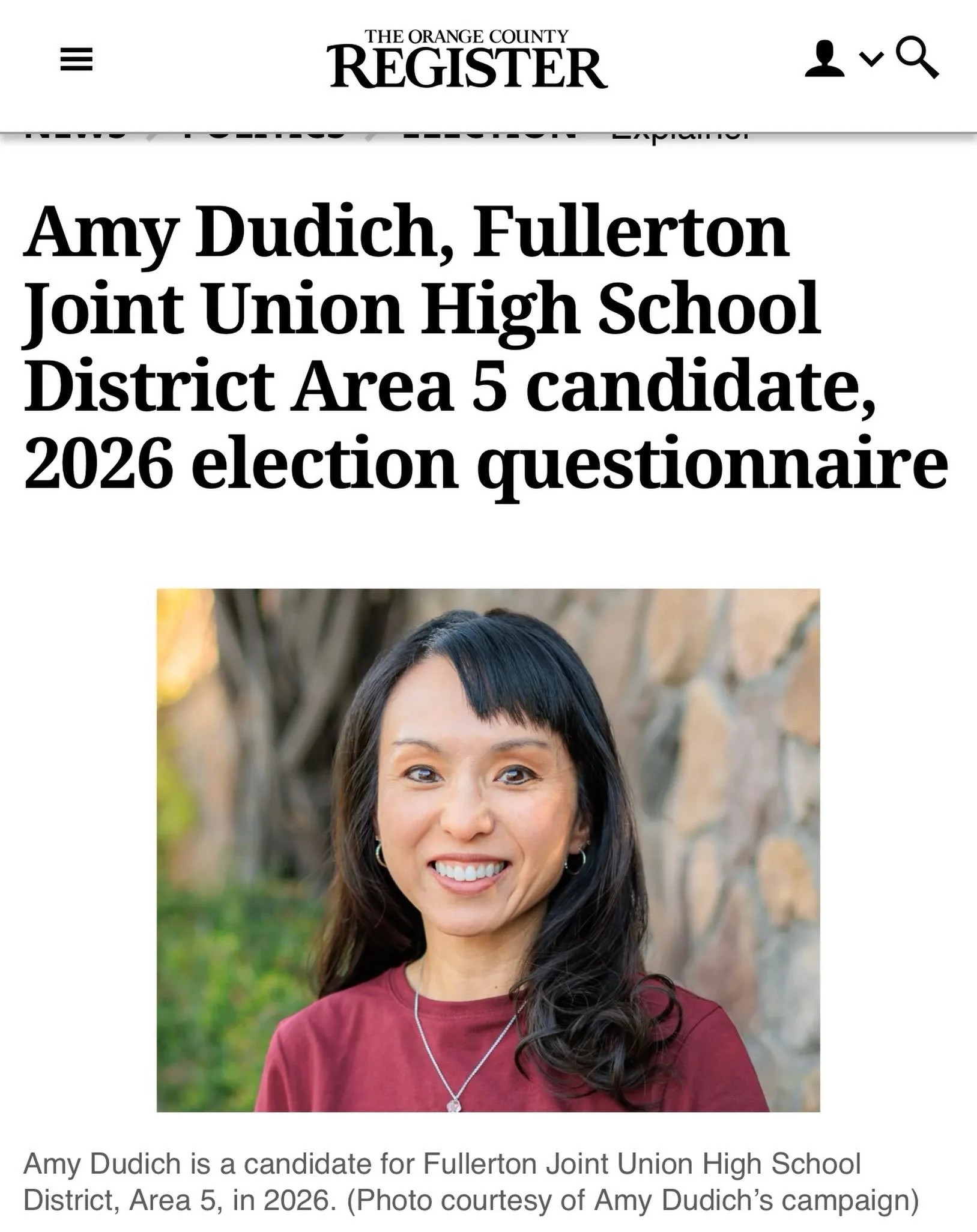 Thank you, OC Register, for the interview, the opportunity, and for covering my campaign. Link in bio.