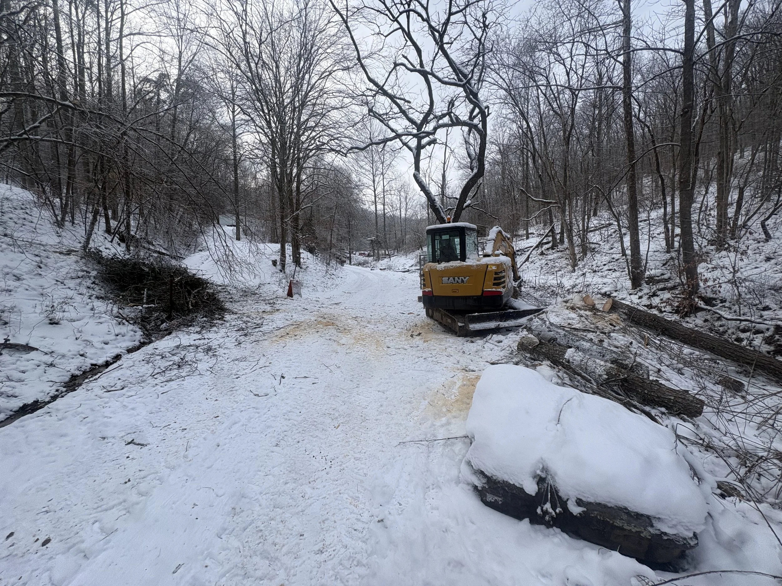 Elkview, WV — Uprooted Pine Removal, After
Driveway access restored after the fallen pine was removed.

