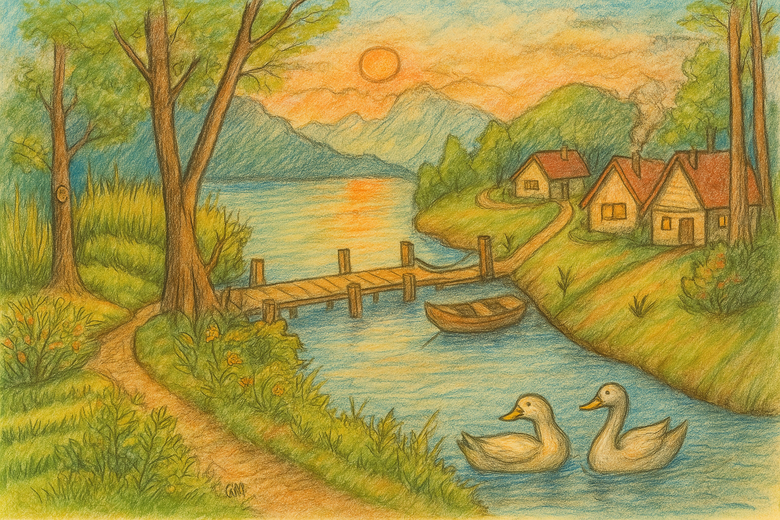 Lake side at sunset