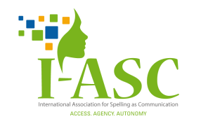 Logo of the International Association for Spelling and Communication (I-ASC) with a green stylized figure and colorful squares in a speech bubble design.