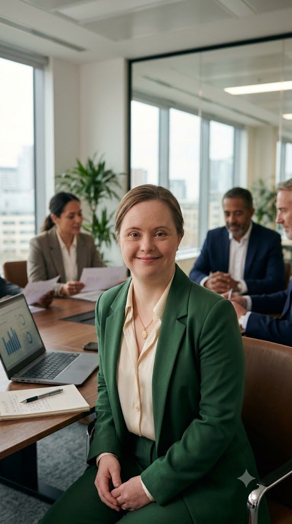 Person with Down Syndrome in a professional setting