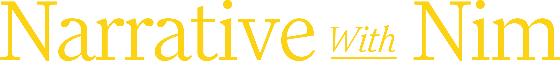 Word cloud with the words 'Narrative With Nn' in yellow on a black background.