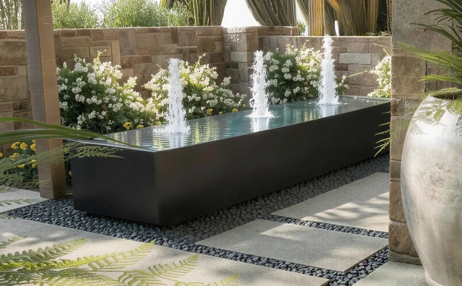 metal trough with bubblers