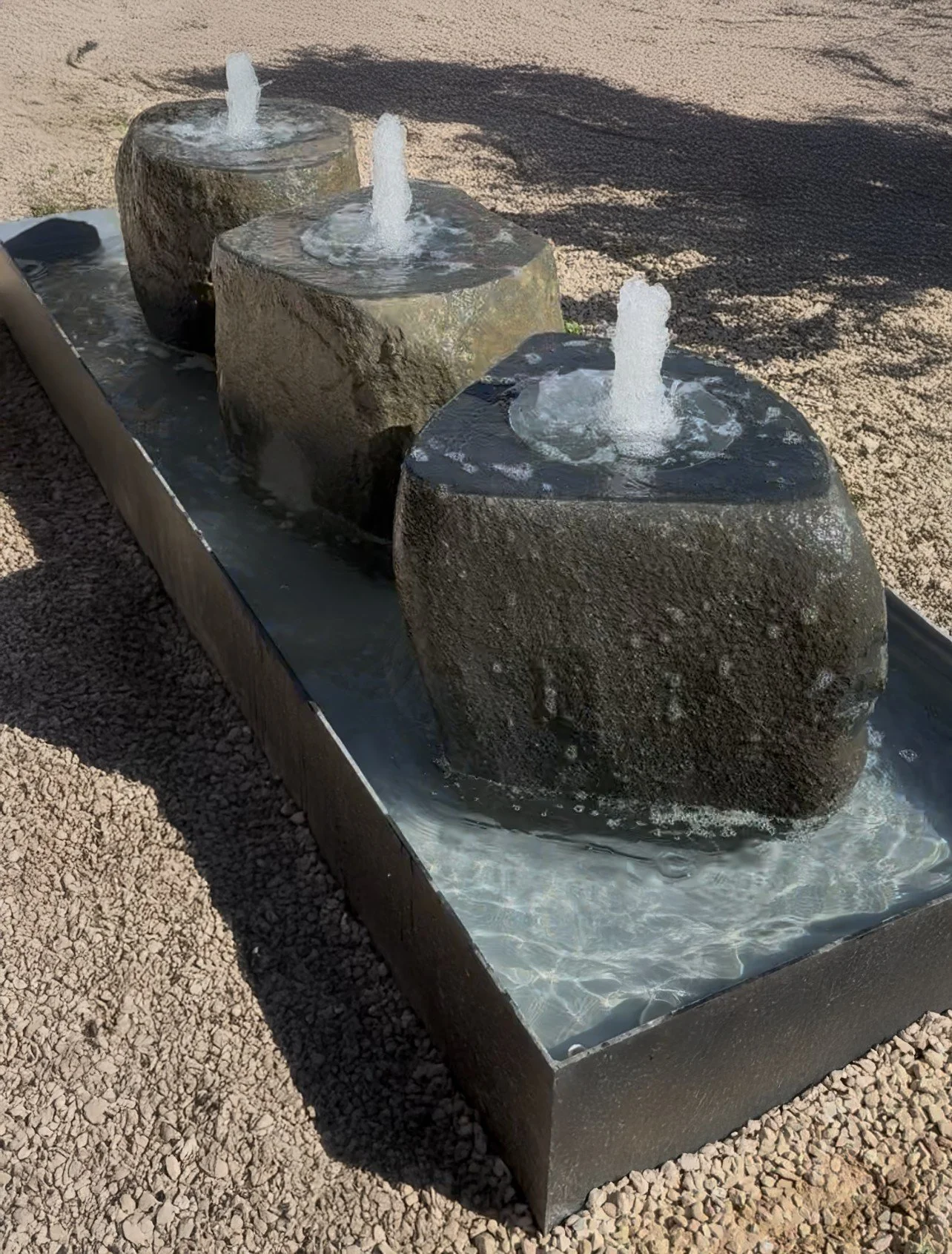 trough with pots