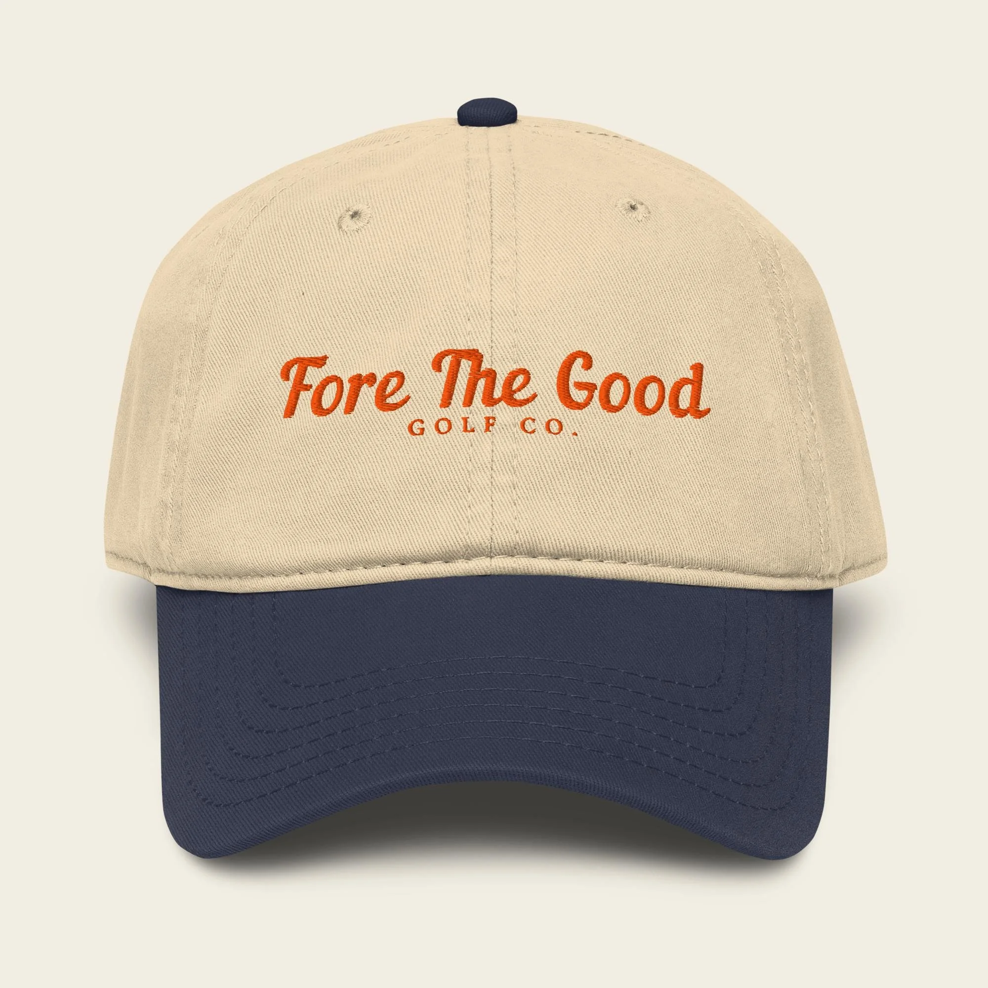 The Fairway Script - Embroidered Baseball Cap - Blue/Orange