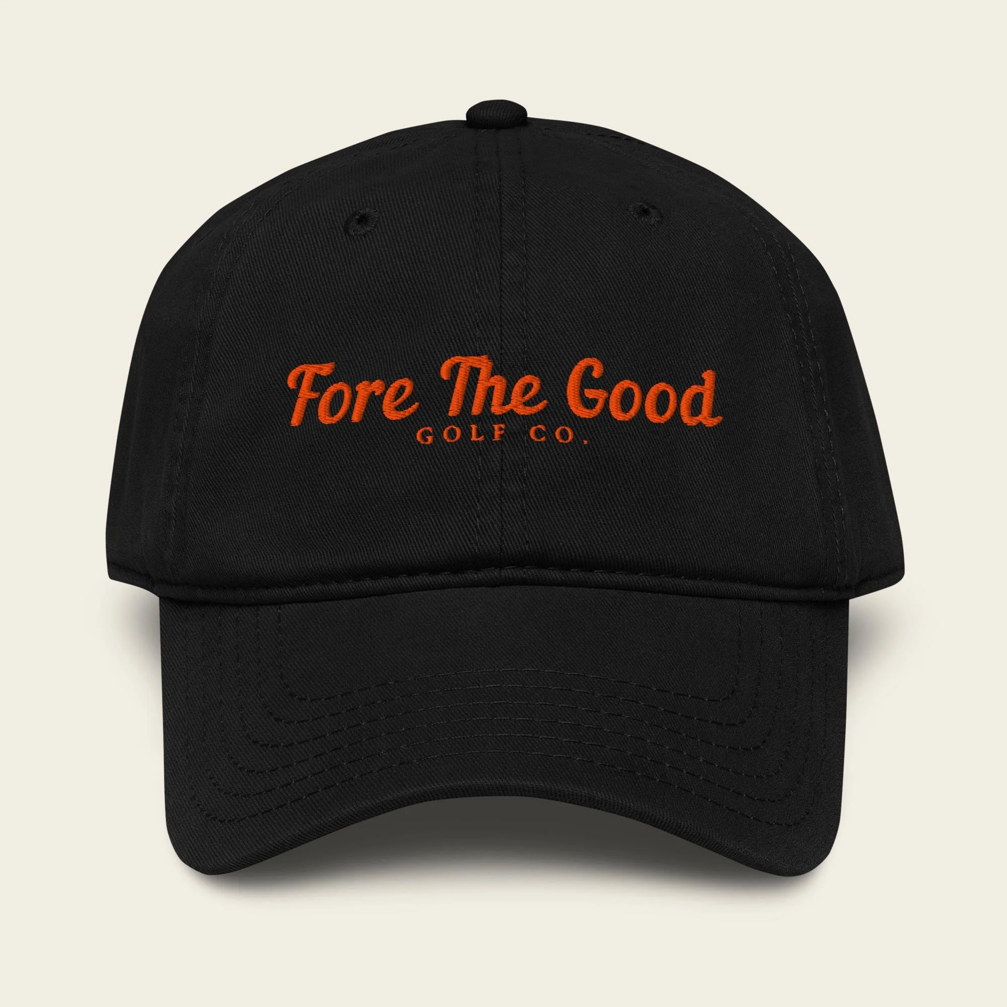 The Fairway Script - Embroidered Baseball Cap - Orange/Black