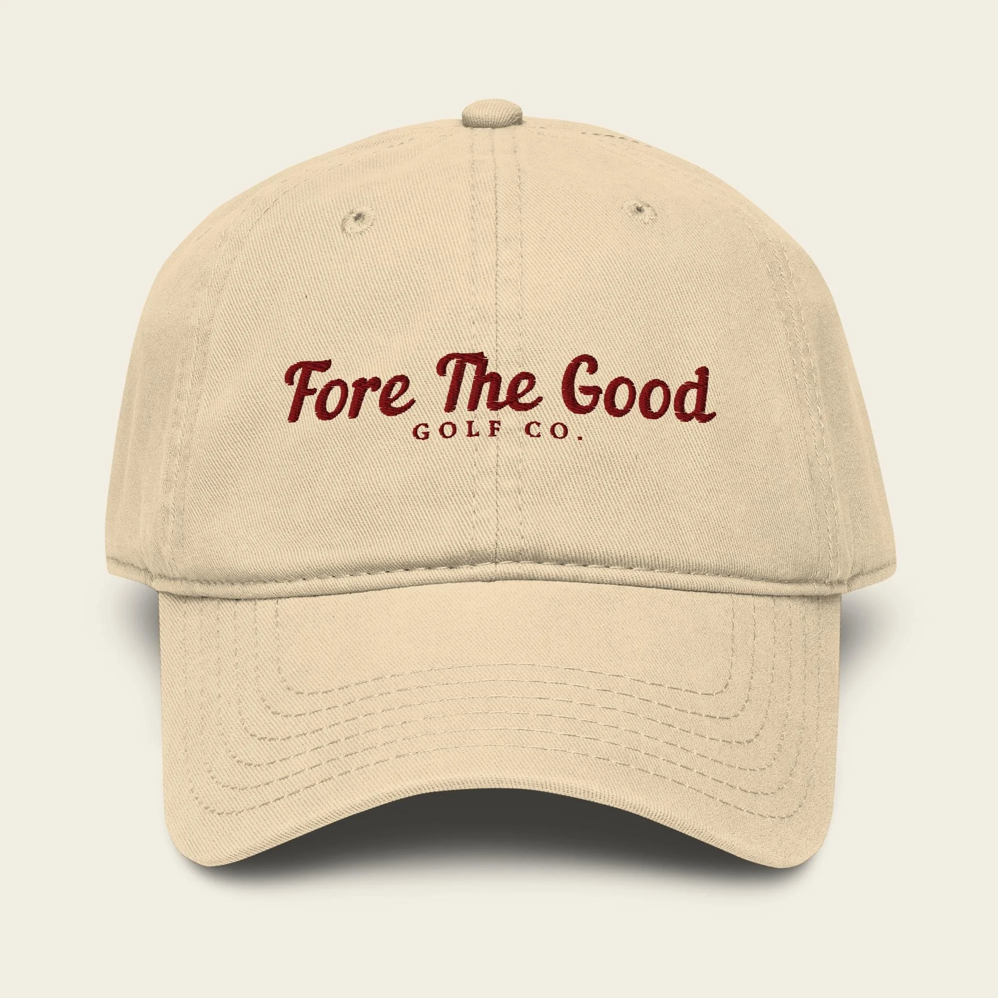 The Fairway Script - Embroidered Baseball Cap - Maroon