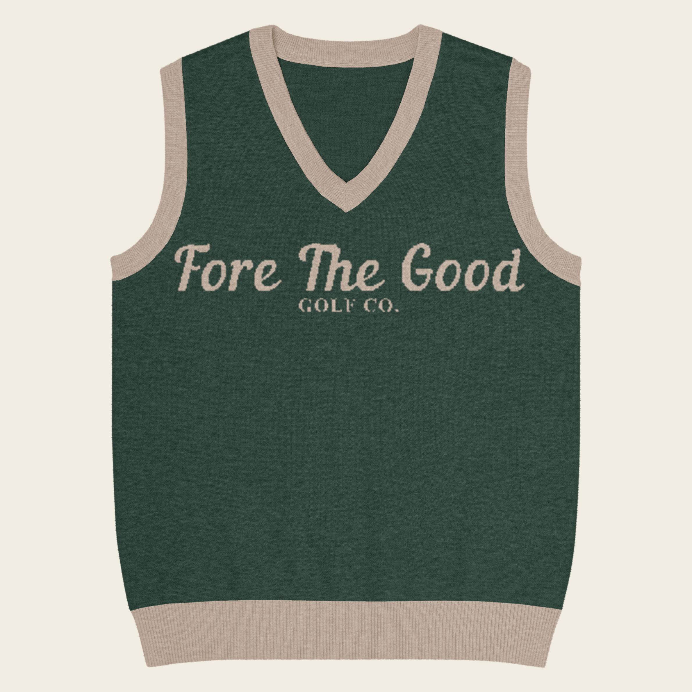 The Fairway Script - Knit V-neck Vest - Gold