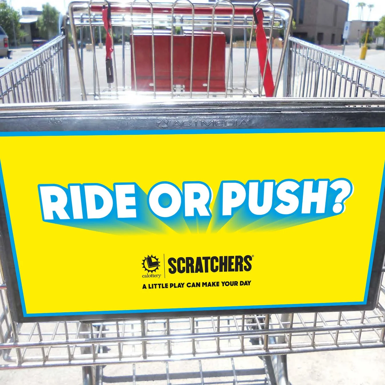 Launch experiential on a shopping cart asks viewers if they  'Ride or Push?' to promote the fun of play