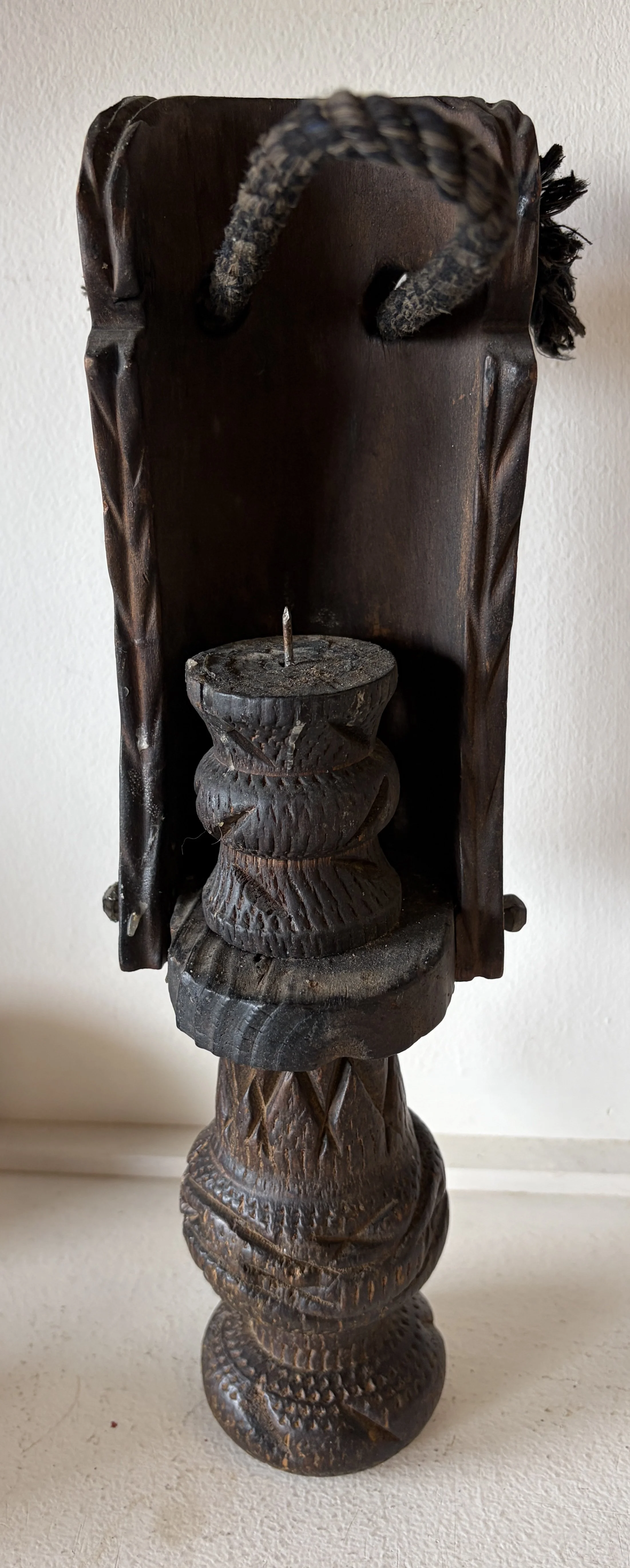 Gothic Medieval wooden candle holder