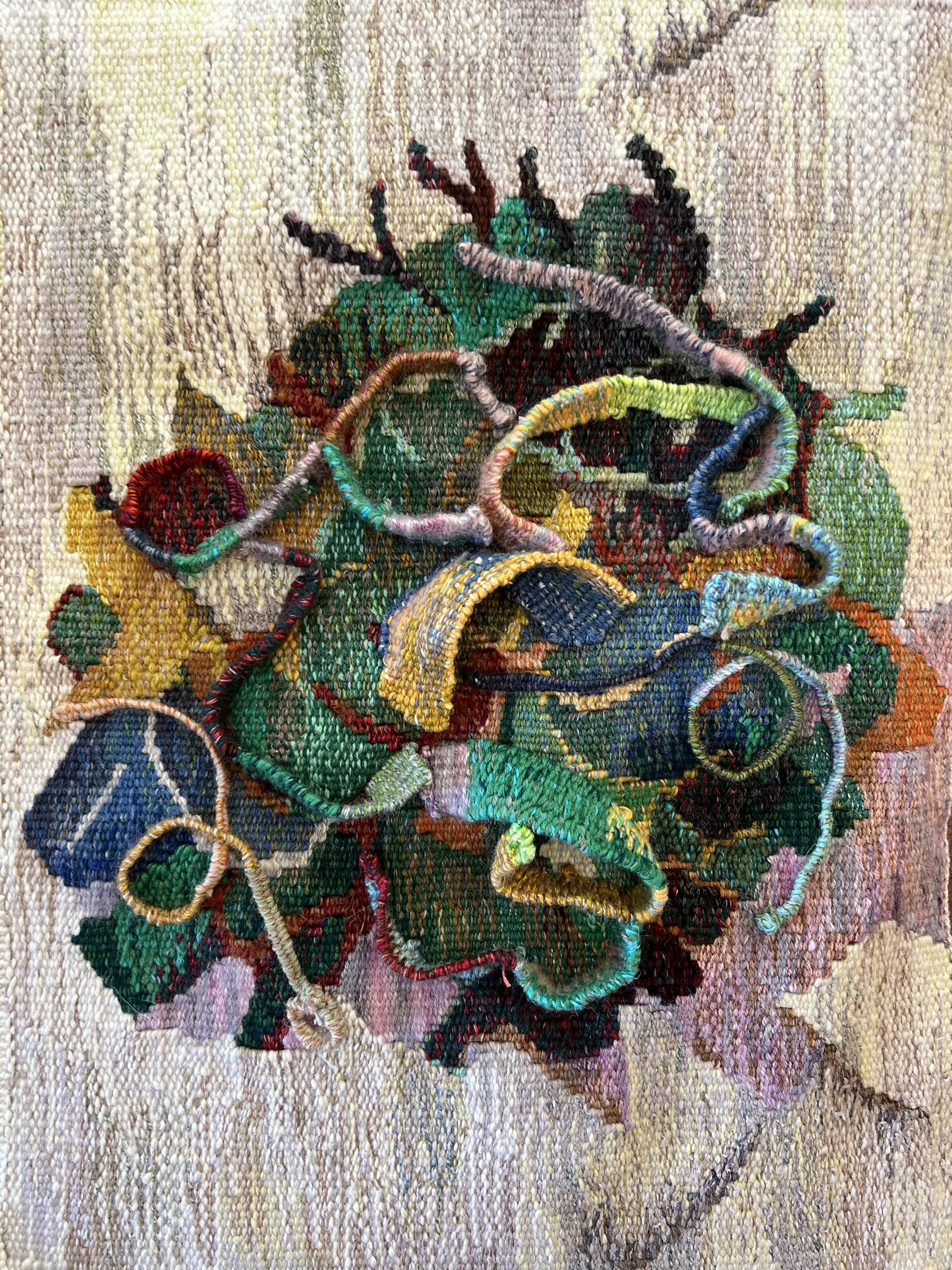 Dimity Kidston woven tapestry of seaweed, with three d additions