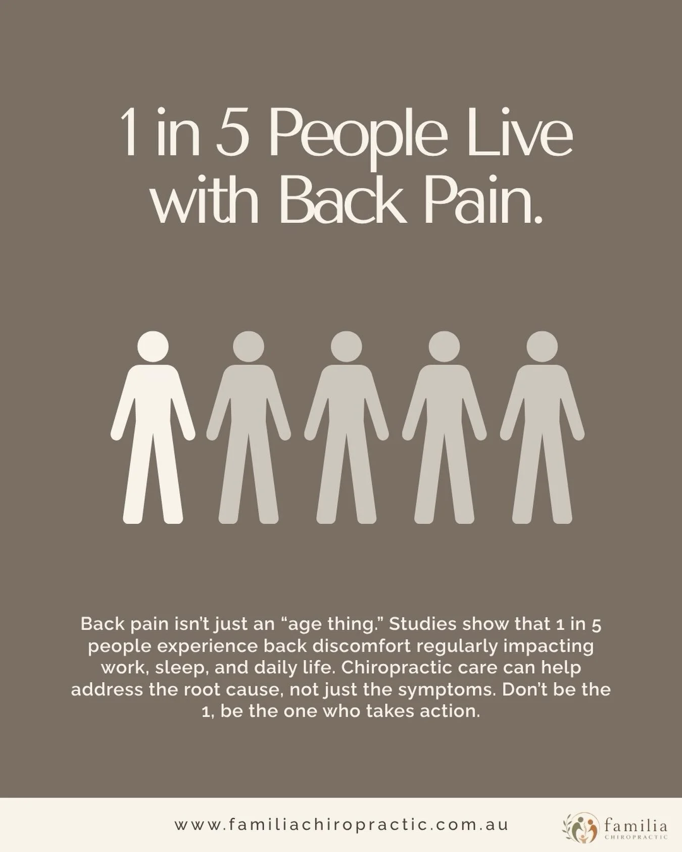 🤍 1 in 5 People Live With Back Pain
Back pain is common, but you don&rsquo;t have to ignore it.
If back discomfort is affecting your everyday life, it may be time to have it assessed. 🌿

📍 Familia Chiropractic | Hoxton Park 🔗 Book via the link in