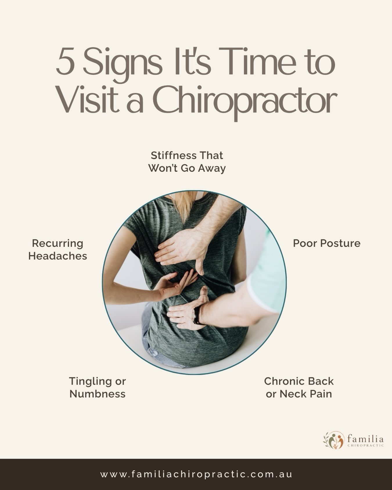 5 signs it might be time to get your spine checked 🌿

Sometimes your body gives you little signs that something needs attention, whether it&rsquo;s ongoing stiffness, recurring headaches or persistent neck and back discomfort.

If something doesn&rs