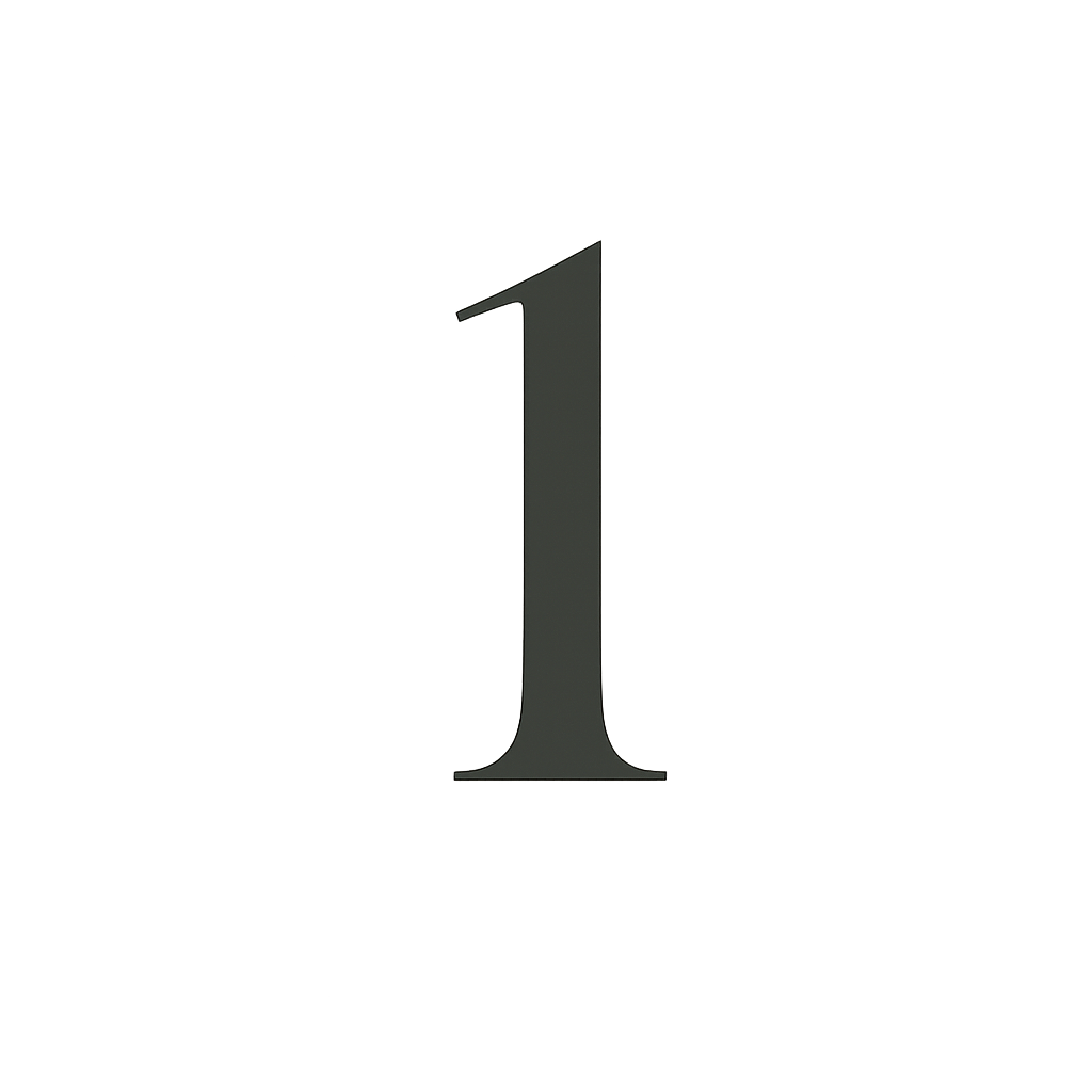 A black number one in the center of a white background.