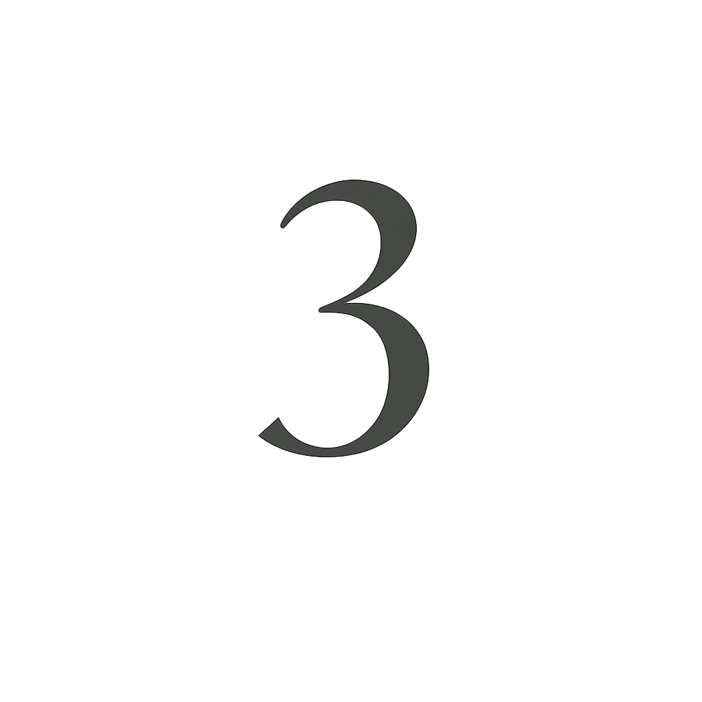 A black number three in the center of a white background.