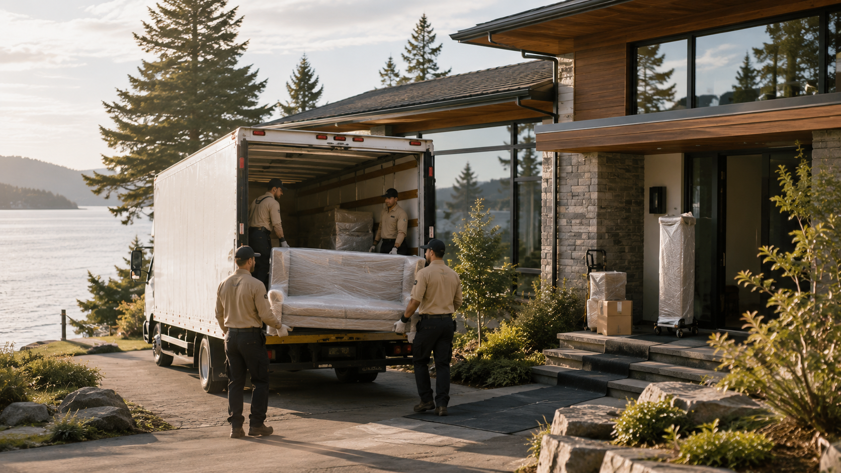 Halcyon moving crew loading a truck for a Vancouver Island relocation.
