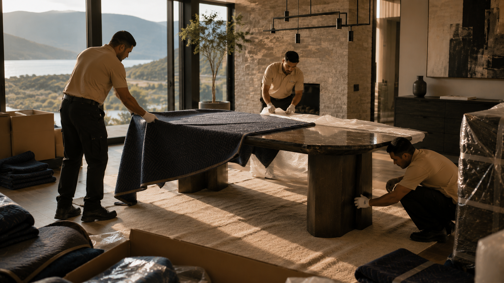 Halcyon crew providing white glove furniture delivery and in-home placement.